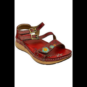 L'Artiste x Jane & Coco Leather Sandals Red - Medium